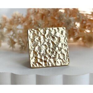 Italian Made Itaor Hammered sterling Vermeil Vintage Square Chunky Ring sz 7.75